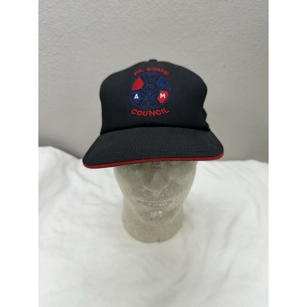 Union Wear Snapback Hat Black Red Logo PA State Council Mechanics and Aerospace